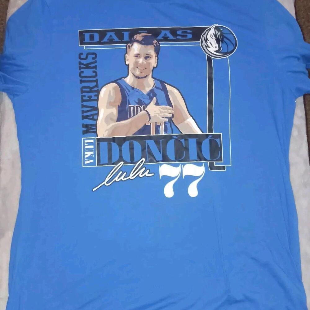 Dallas Mavericks Luka Doncic 77  Mens l Blue T-Shirt Cotton